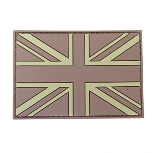UK Flag PVC Patch - Various Colours 7 UK Flag Coyote Brown