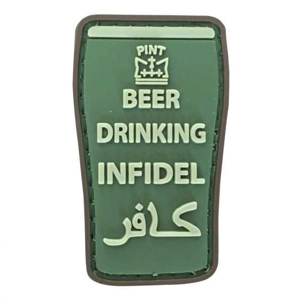 Beer Drinking Infidel PVC Patch - Various Colours - Black