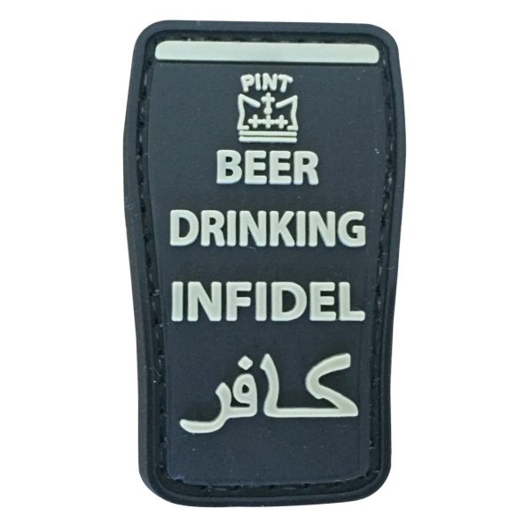 Beer Drinking Infidel PVC Patch - Various Colours - Black