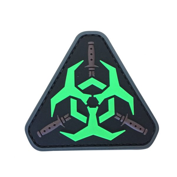 Biohazard Triangle PVC Patch - Various Colours - Black & Green