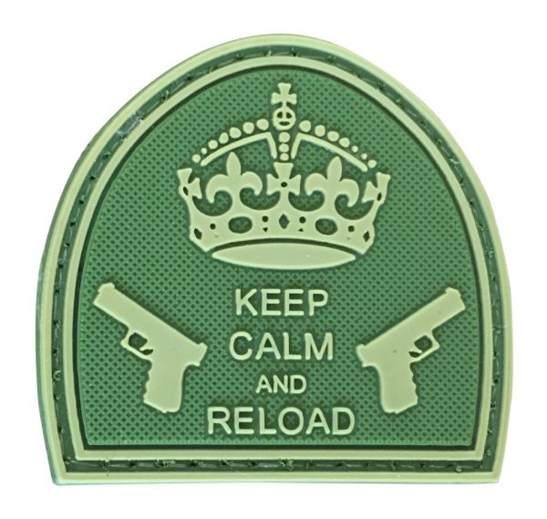 Keep Calm & Reload PVC Patch - Various Colours - Olive Drab