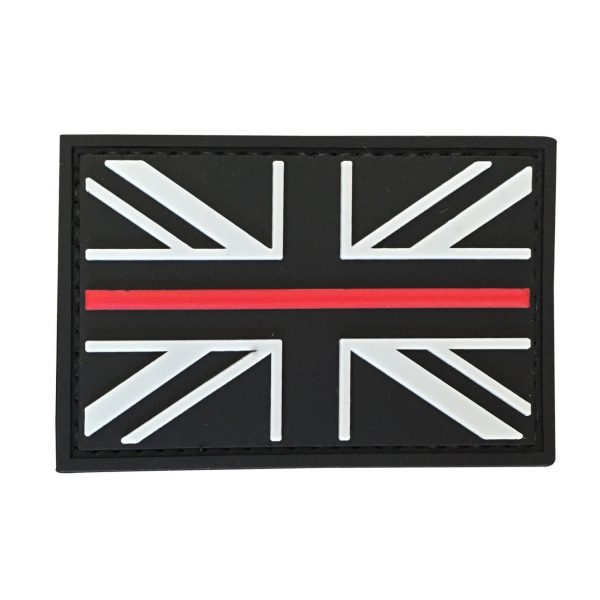 UK Flag  Thin Coloured Line  PVC Patch - Various Colours - Thin Red Line