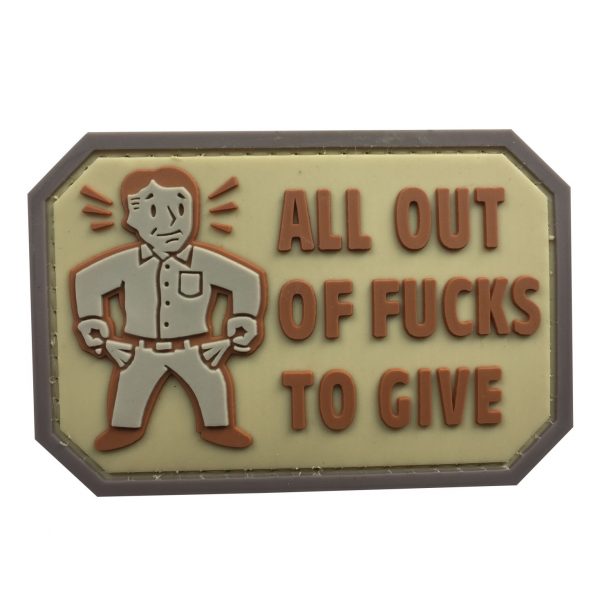 All Out Of F***s To Give PVC Patch - Various Colours - Tan