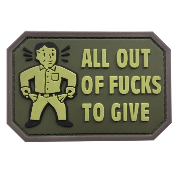 All Out Of F***s To Give PVC Patch - Various Colours - Tan