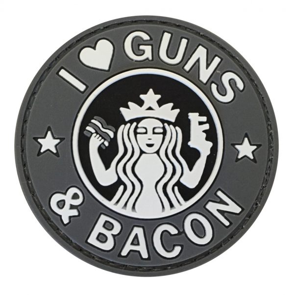 I Love Guns & Bacon PVC Patch - Black