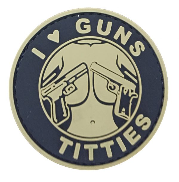 I Love Guns & Titties PVC Patch - Various Colours - Black