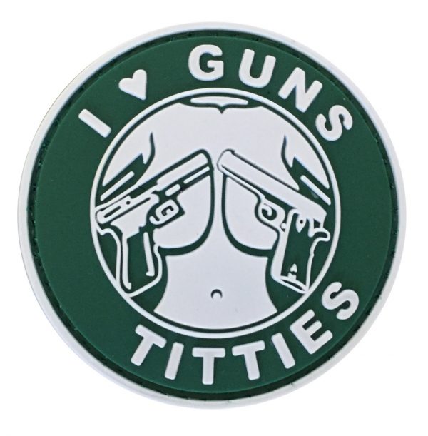 I Love Guns & Titties PVC Patch - Various Colours - Black