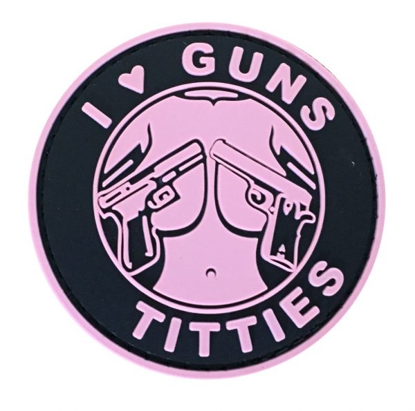 I Love Guns & Titties PVC Patch - Various Colours - Black