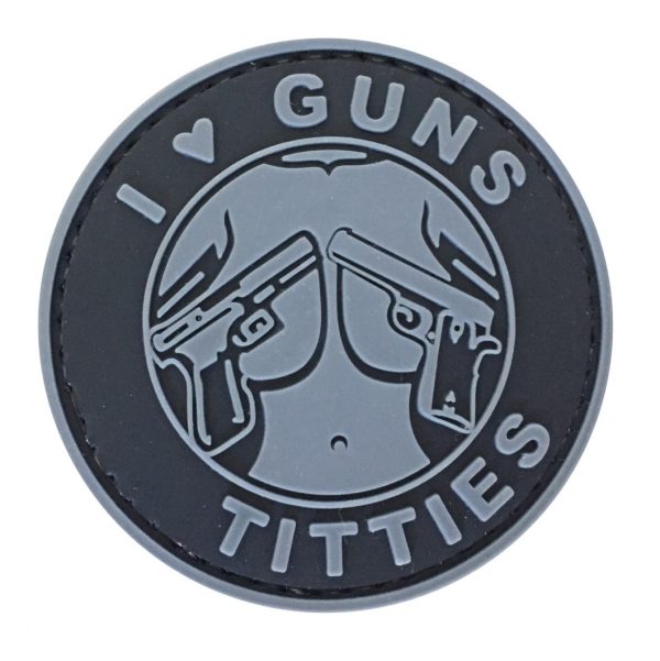 I Love Guns & Titties PVC Patch - Various Colours - Black