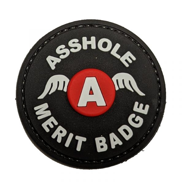 The Patch Board A Hole Merit Badge PVC Patch with hook backing (Various Colours)